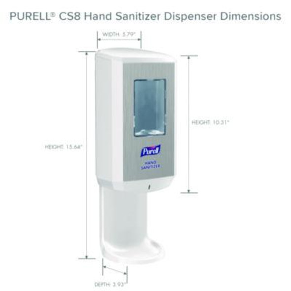 Cs8 Hand Sanitizer Dispenser, 1,200 Ml, 5.79 X 3.93 X 15.64, White