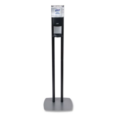 Es8 Hand Sanitizer Floor Stand With Dispenser, 1,200 Ml, 13.5 X 5 X 28.5, Graphite/Silver