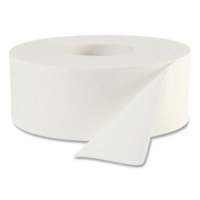 Jrt Jumbo Roll Bathroom Tissue, Septic Safe, 2-Ply, 3.3" x 1,000 Ft, White, 12 Rolls/Carton
