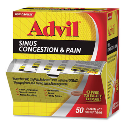 Sinus Congestion And Pain Relief, 50/Box