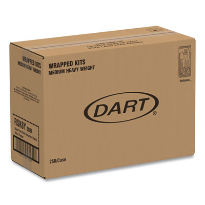 Reliance Mediumweight Cutlery Kit, Fork/Knife/Napkin/Pepper/Salt/Spoon, Plastic, Black, 250/Carton