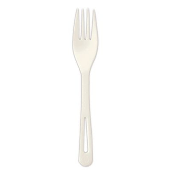 Tpla Bulk Cutlery, Fork, Plastic, Light Beige, 1,000/Carton