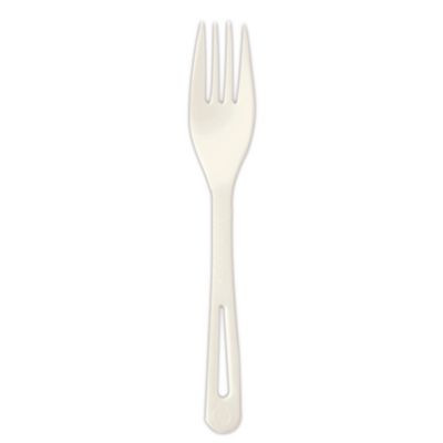 Tpla Bulk Cutlery, Fork, Plastic, Light Beige, 1,000/Carton