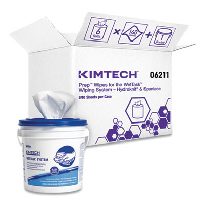 Power Clean Wipers For Disinfectants, Sanitizers,Solvents Wettask Customizable Wet Wipe System, 140/Roll, 6 Rolls/1 Bucket/Ct