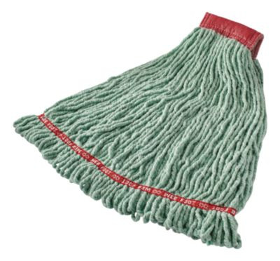 Web Foot Shrinkless Looped-End Wet Mop Head, Cotton/Synthetic, Large, Green, 5" Red Headband