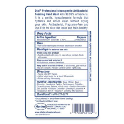 Clean+Gentle Antibacterial Foaming Hand Wash Refill For Fit Touch Free Dispenser, Fragrance-Free, 1 L, 3/Carton