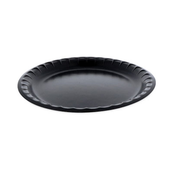 Placesetter Deluxe Laminated Foam Dinnerware, Plate, 10.25" Dia, Black, 540/Carton