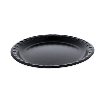 Placesetter Deluxe Laminated Foam Dinnerware, Plate, 10.25" Dia, Black, 540/Carton