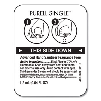 Advanced Hand Sanitizer Single Use, Gel, 1.2 Ml Packet, Fragrance-Free, 2,000/Carton