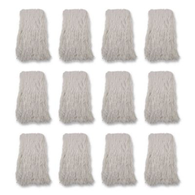 Banded Rayon Cut-End Mop Heads, #24, White, 1.25" Headband, 12/Carton