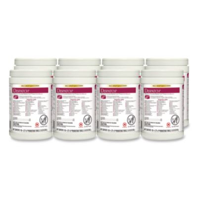 Dispatch Hospital Cleaner Disinfectant Towels w/Bleach, 1-Ply, 6.75 x 8, Unscented, White, 150/Canister, 8 Canisters/Carton