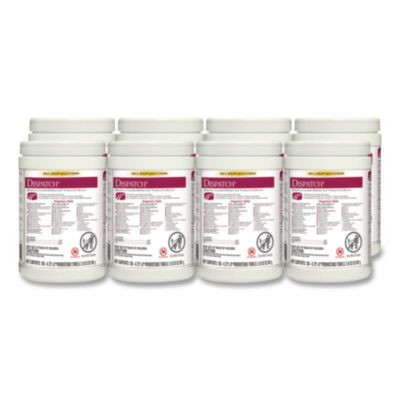 Dispatch Hospital Cleaner Disinfectant Towels w/Bleach, 1-Ply, 6.75 x 8, Unscented, White, 150/Canister, 8 Canisters/Carton