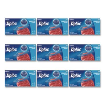 Zipper Freezer Bags, 32 Oz, 6.97" x 7.7", Clear, 38 Bags/Box, 9 Boxes/Carton