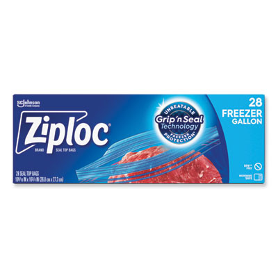 Zipper Freezer Bags, 1 Gal, 9.6" x 12.1", Clear, 28 Bags/Box, 9 Boxes/Carton