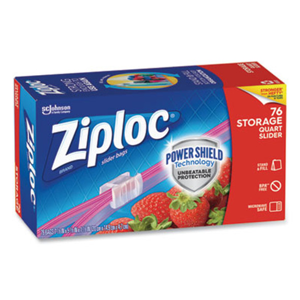 Slider Storage Bags, Quart, 5.88" x 1.88" x 7.88", Clear, 76 Bags/Box, 9 Boxes/Carton
