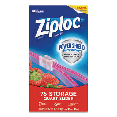 Slider Storage Bags, Quart, 5.88" x 1.88" x 7.88", Clear, 76 Bags/Box, 9 Boxes/Carton