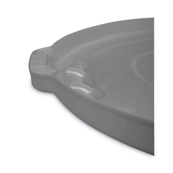 Brute Self-Draining Flat Top Lids For 55 Gal Round Brute Containers, 26.75" Diameter, Gray