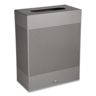 Designer Line Silhouettes Waste Receptacle, 22.5 Gal, Steel, Silver Metallic