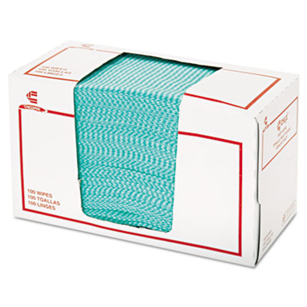 Wet Wipes, 14 X 21, White/Green, 100 Towels/Pack, 9/Carton