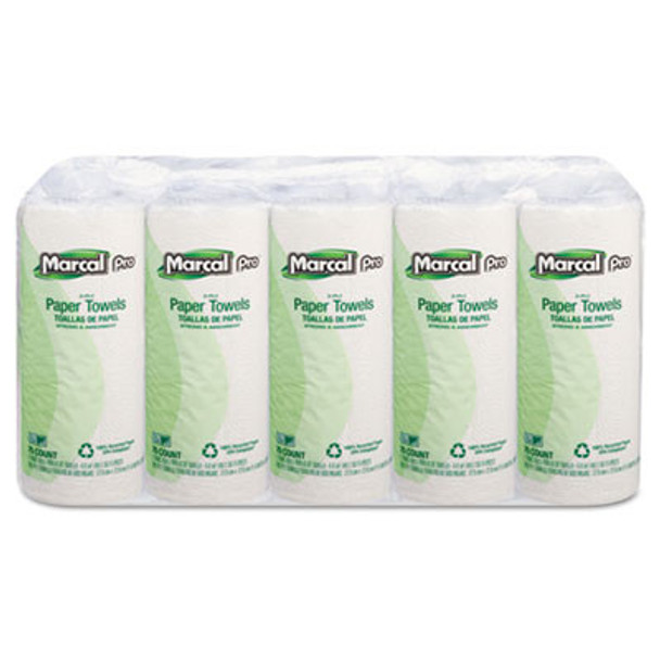 Marcal 0621009 100% Premium Recycled Perforated Kitchen Roll Towels, 11 x 8, White, 210/Roll, 12 Rolls/Carton