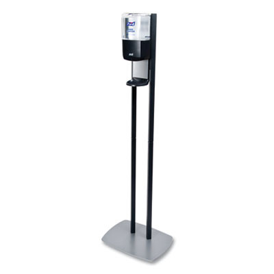 Es6 Hand Sanitizer Floor Stand With Dispenser, 1,200 Ml, 13.5 X 5 X 28.5, Graphite/Silver