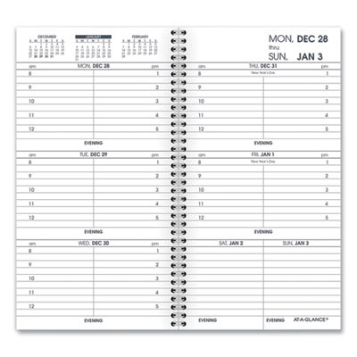 Weekly Appointment Book Refill Hourly Ruled, 6.25 x 3.25, White Sheets, 12-Month (Jan To Dec): 2026