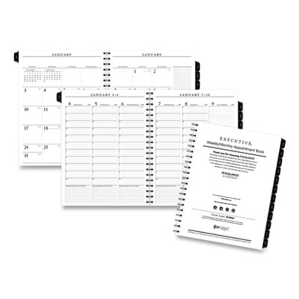 Executive Weekly/Monthly Planner Refill With 15-Minute Appointments, 11 x 8.25, White Sheets, 12-Month (Jan To Dec): 2026