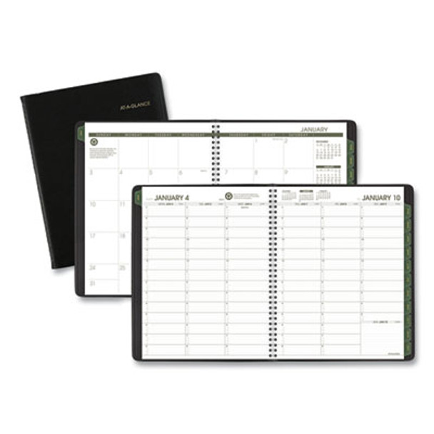 Recycled Weekly Vertical-Column Format Appointment Book, 11 x 8.25, Black Cover, 12-Month (Jan To Dec): 2026