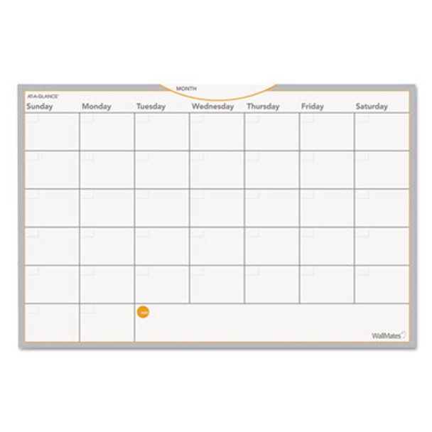 Wallmates Self-Adhesive Dry Erase Monthly Planning Surfaces, 18 X 12, White/Gray/Orange Sheets, Undated