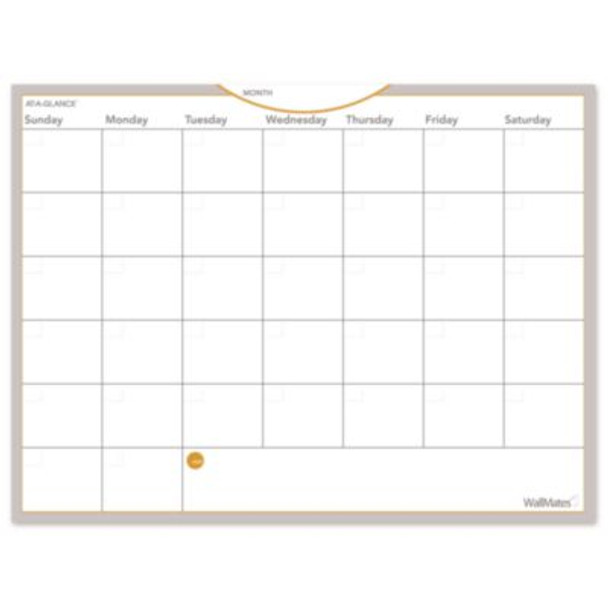 Wallmates Self-Adhesive Dry Erase Monthly Planning Surfaces, 24 X 18, White/Gray/Orange Sheets, Undated