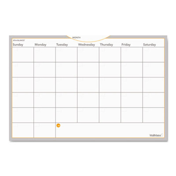 Wallmates Self-Adhesive Dry Erase Monthly Planning Surfaces, 36 X 24, White/Gray/Orange Sheets, Undated