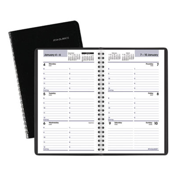 Dayminder Block Format Weekly Appointment Book, 8.5 x 5.5, Black Cover, 12-Month (Jan To Dec): 2026
