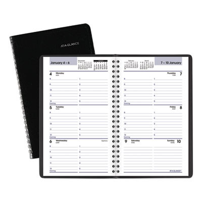 Dayminder Block Format Weekly Appointment Book, 8.5 x 5.5, Black Cover, 12-Month (Jan To Dec): 2026