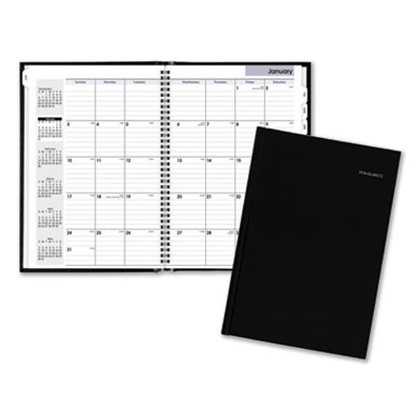 Dayminder Hard-Cover Monthly Planner, Ruled Blocks, 11.75 x 8, Black Cover, 14-Month: Dec 2025 To Jan 2027