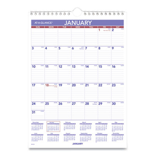 Monthly Wall Calendar With Ruled Daily Blocks, 8 x 11, White Sheets, 12-Month (Jan To Dec): 2026
