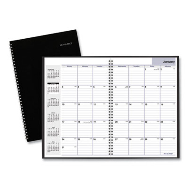 Dayminder Monthly Planner, Ruled Blocks, 12 x 8, Black Cover, 14-Month: Dec 2024 To Jan 2026