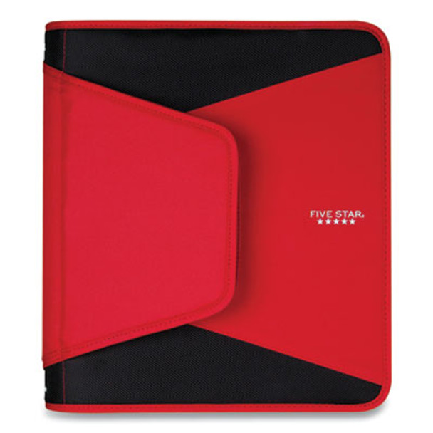 Tech Zipper Binder, 3 Rings, 1.5" Capacity, 11 X 8.5, Red/Black Accents