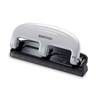 20-Sheet Ez Squeeze Three-Hole Punch, 9/32" Holes, Black/Silver