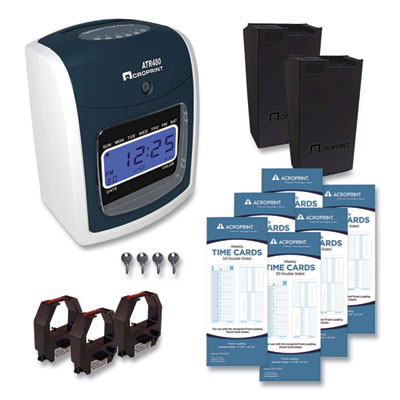 Atr480 Time Clock And Accessories Bundle, Digital Display, White/Charcoal