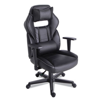 Racing Style Ergonomic Gaming Chair, Supports 275 Lb, 15.91" To 19.8" Seat Height, Black/Gray Trim Seat/Back, Black/Gray Base