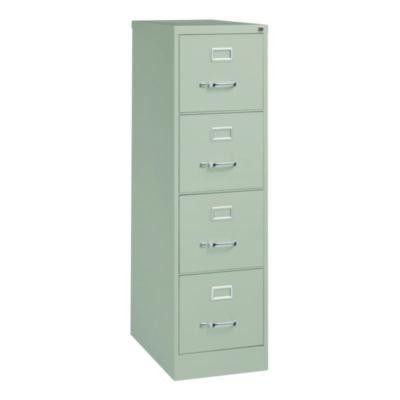 Economy Vertical File, 4 Letter-Size File Drawers, Light Gray, 15" x 25" x 52"