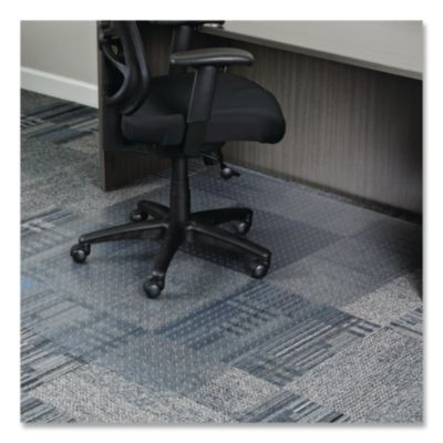 Studded Chair Mat For Flat To Low Pile Carpeted Floors, Rectangular, Beveled Edges, 46" x 60", Clear