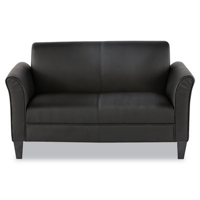 Alera Reception Lounge Sofa Series, Two-Cushion Loveseat, 55.5" x 31.5" x 33.07", Black