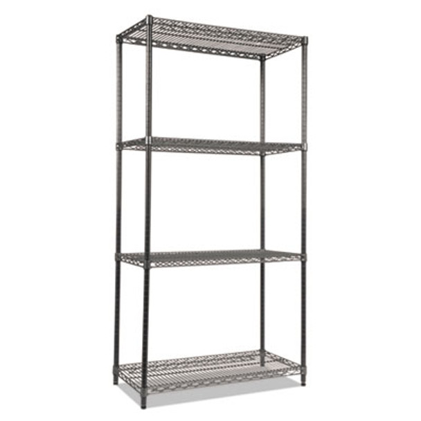 Wire Shelving Starter Kit, Four-Shelf, 36w X 18d X 72h, Black Anthracite