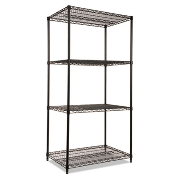 Nsf Certified Industrial Four-Shelf Wire Shelving Kit, 36w x 24d x 72h, Black