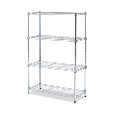 Residential Wire Shelving, Four-Shelf, 36w X 14d X 54h, Silver