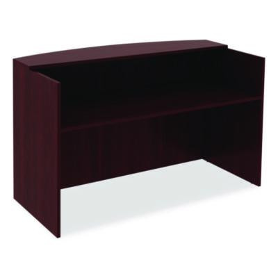 Alera Valencia Series Reception Desk With Transaction Counter, 71" X 35.5" X 29.5" To 42.5", Mahogany