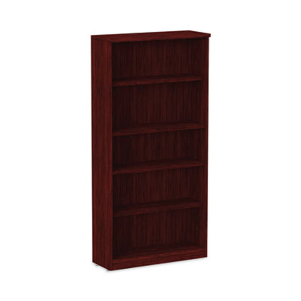Alera Valencia Series Bookcase, Five-Shelf, 31.75w x 14d x 64.75h, Mahogany