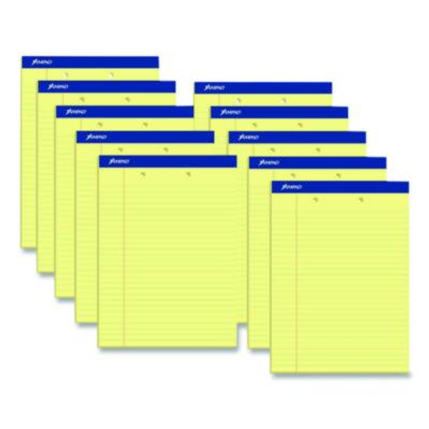 Perforated Writing Pads, Wide/Legal Rule, (50) Canary Yellow 8.5 x 11 Sheets, Dozen