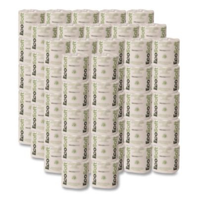 Recycled One-Ply Standard Bathroom Tissue, Septic Safe, White, 1,200 Sheets/Roll, 80 Rolls/Carton